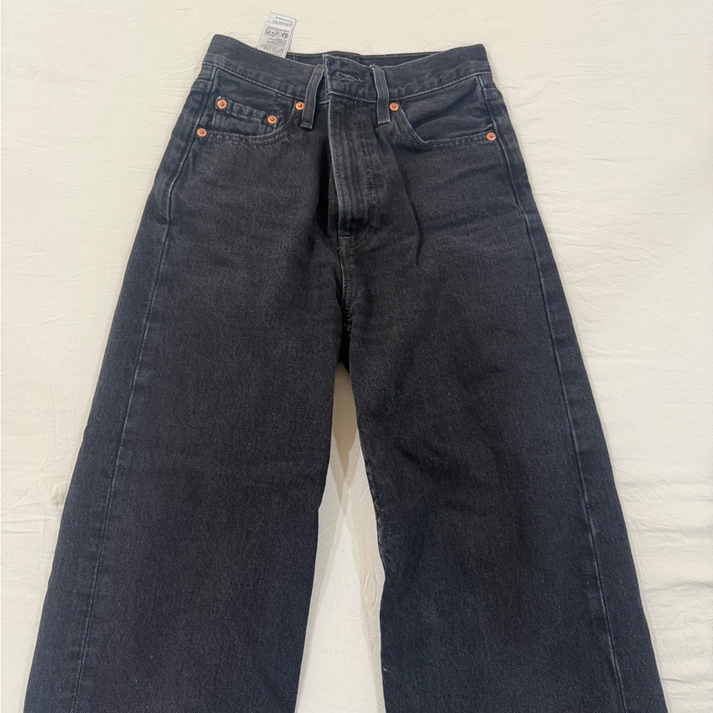 Levi's Black Ribcage Wide-Leg Jeans